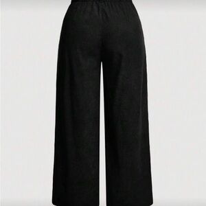 SHEIN- Elegant Black Wide-Leg Women's Pants- Corduroy